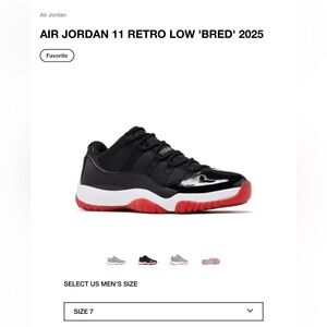 Jordan 11 Retro Low Black and Red Sneakers